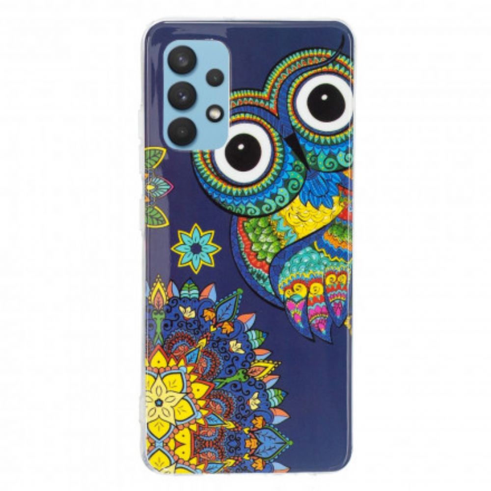 Telefoonhoesje voor Samsung Galaxy A32 4G Fluorescerende Mandala Uil