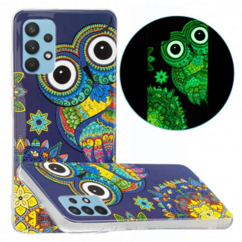 Telefoonhoesje voor Samsung Galaxy A32 4G Fluorescerende Mandala Uil