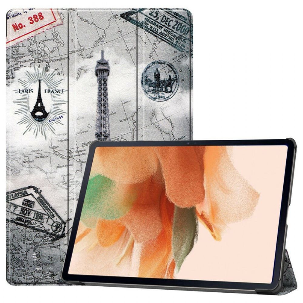 Bescherming Hoesje voor Samsung Galaxy Tab S7 FE Eiffeltoren Stylus Houder