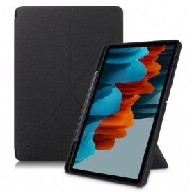 Bescherming Hoesje voor Samsung Galaxy Tab S7 FE Origami Stof Textuur