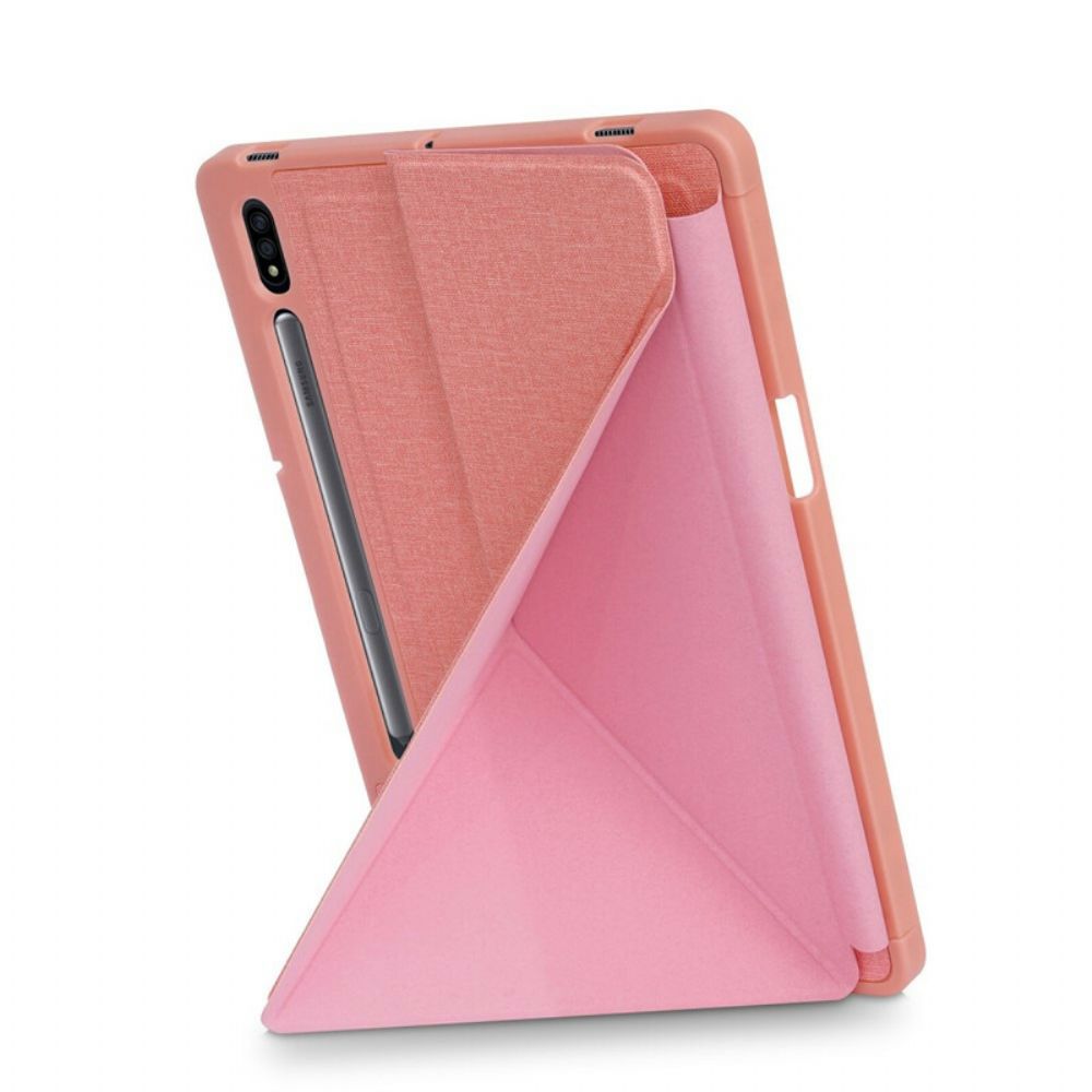 Bescherming Hoesje voor Samsung Galaxy Tab S7 FE Origami Stof Textuur