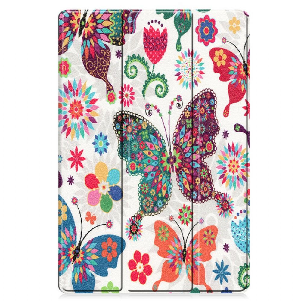 Bescherming Hoesje voor Samsung Galaxy Tab S7 FE Vintage Bloem Pennenhouder