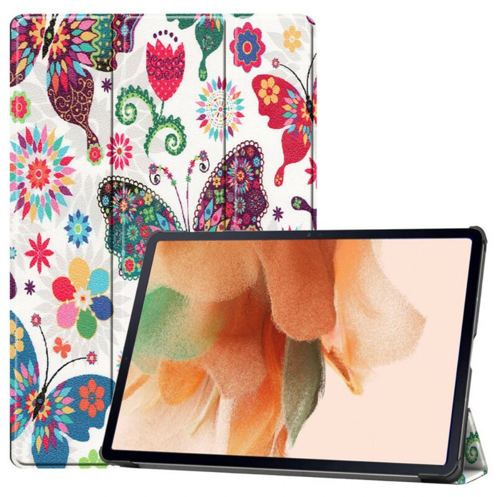 Bescherming Hoesje voor Samsung Galaxy Tab S7 FE Vintage Bloem Pennenhouder