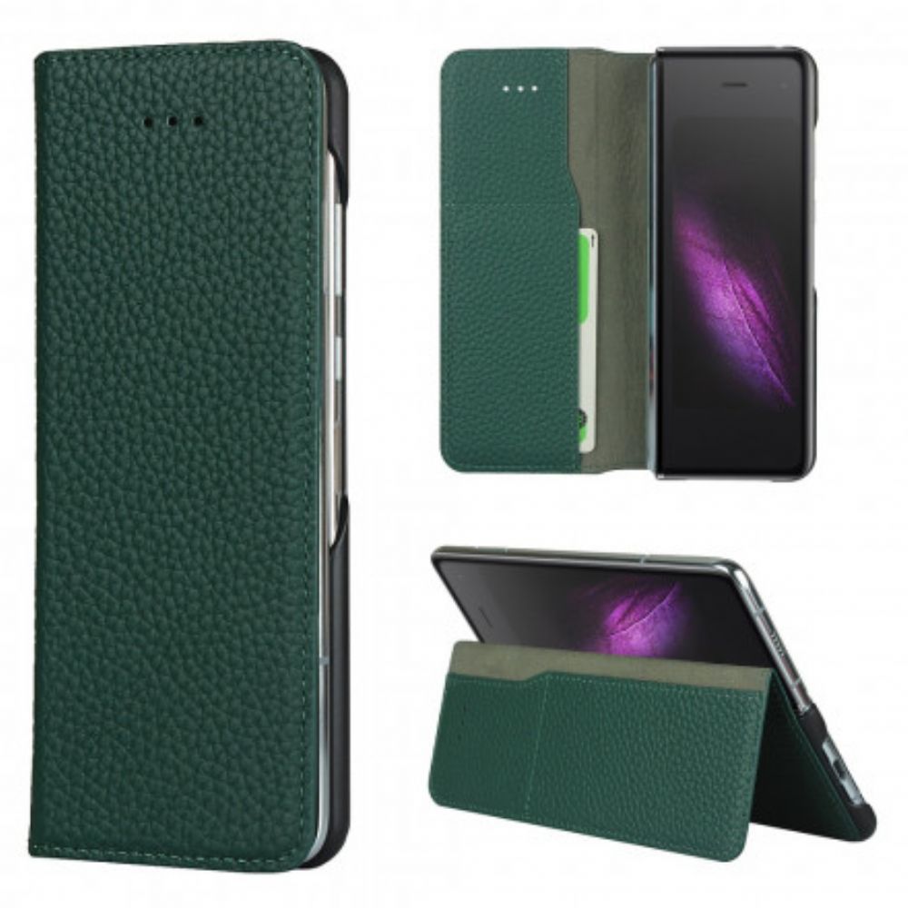 Bescherming Hoesje voor Samsung Galaxy Z Fold 2 Folio-hoesje Echt Litchi Leer