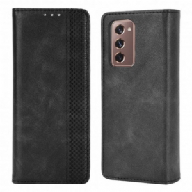 Bescherming Hoesje voor Samsung Galaxy Z Fold 2 Folio-hoesje Gestileerd Leereffect