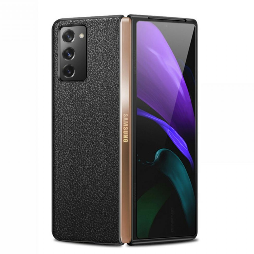 Hoesje voor Samsung Galaxy Z Fold 2 Echt Litchi Leer