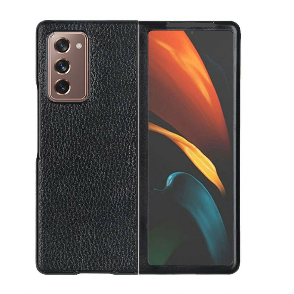 Hoesje voor Samsung Galaxy Z Fold 2 Gestructureerd Echt Litchi-leer