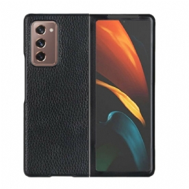 Hoesje voor Samsung Galaxy Z Fold 2 Gestructureerd Echt Litchi-leer