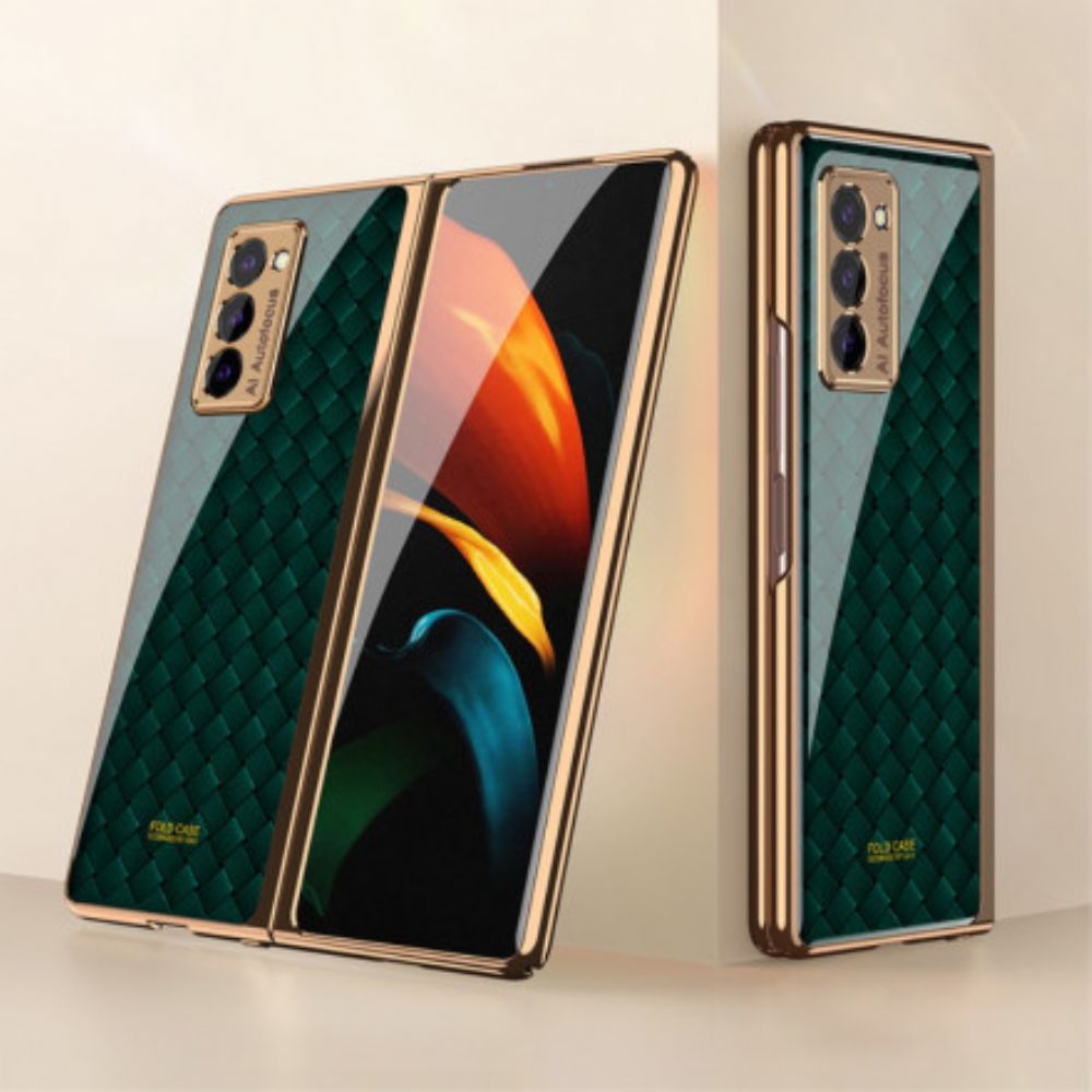 Hoesje voor Samsung Galaxy Z Fold 2 Gkk Geweven Ontwerp Gehard Glas