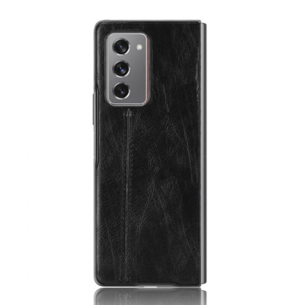 Hoesje voor Samsung Galaxy Z Fold 2 Naad Leereffect