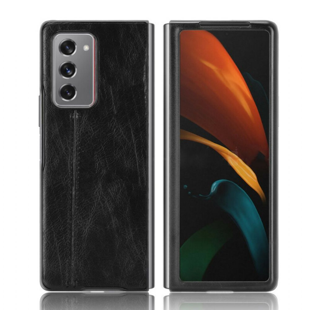 Hoesje voor Samsung Galaxy Z Fold 2 Naad Leereffect