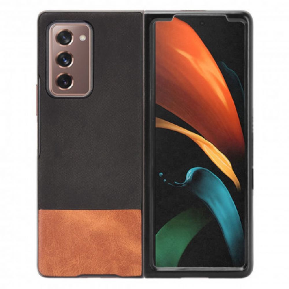 Hoesje voor Samsung Galaxy Z Fold 2 Tweekleurig Kunstleer