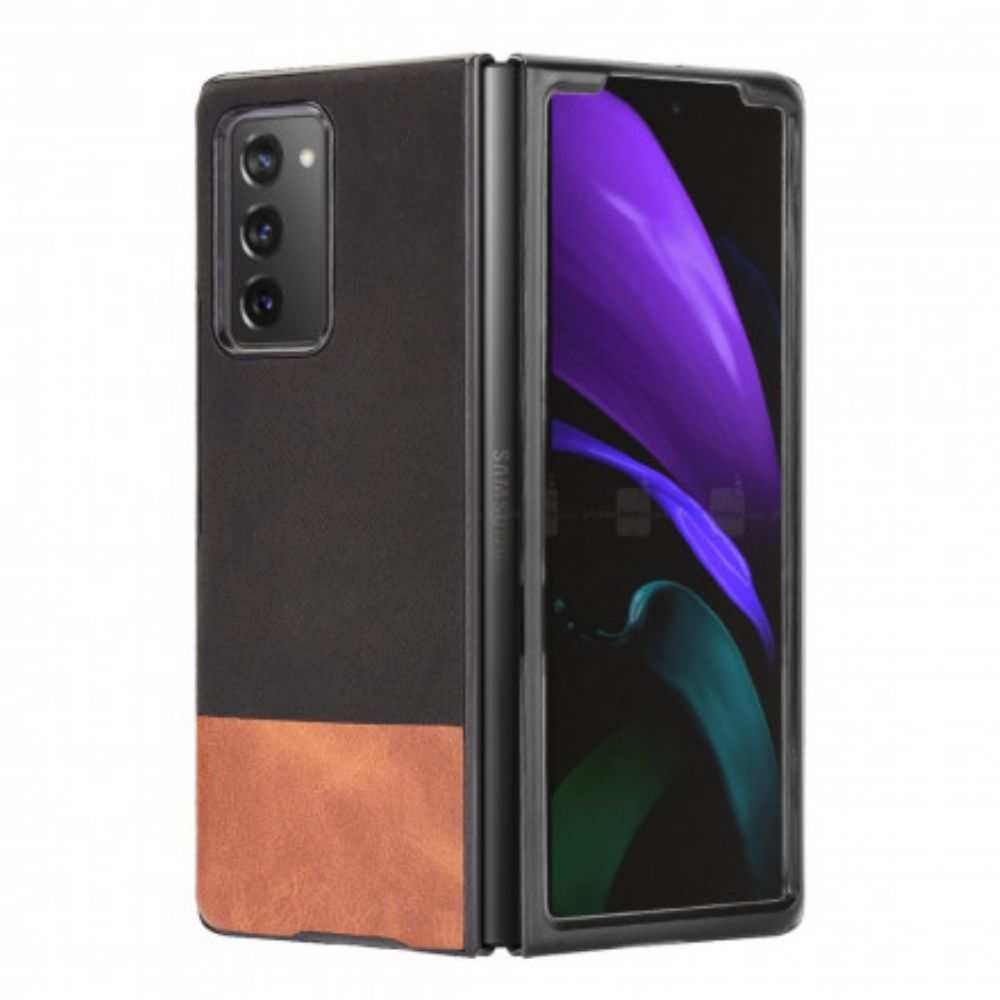 Hoesje voor Samsung Galaxy Z Fold 2 Tweekleurig Kunstleer