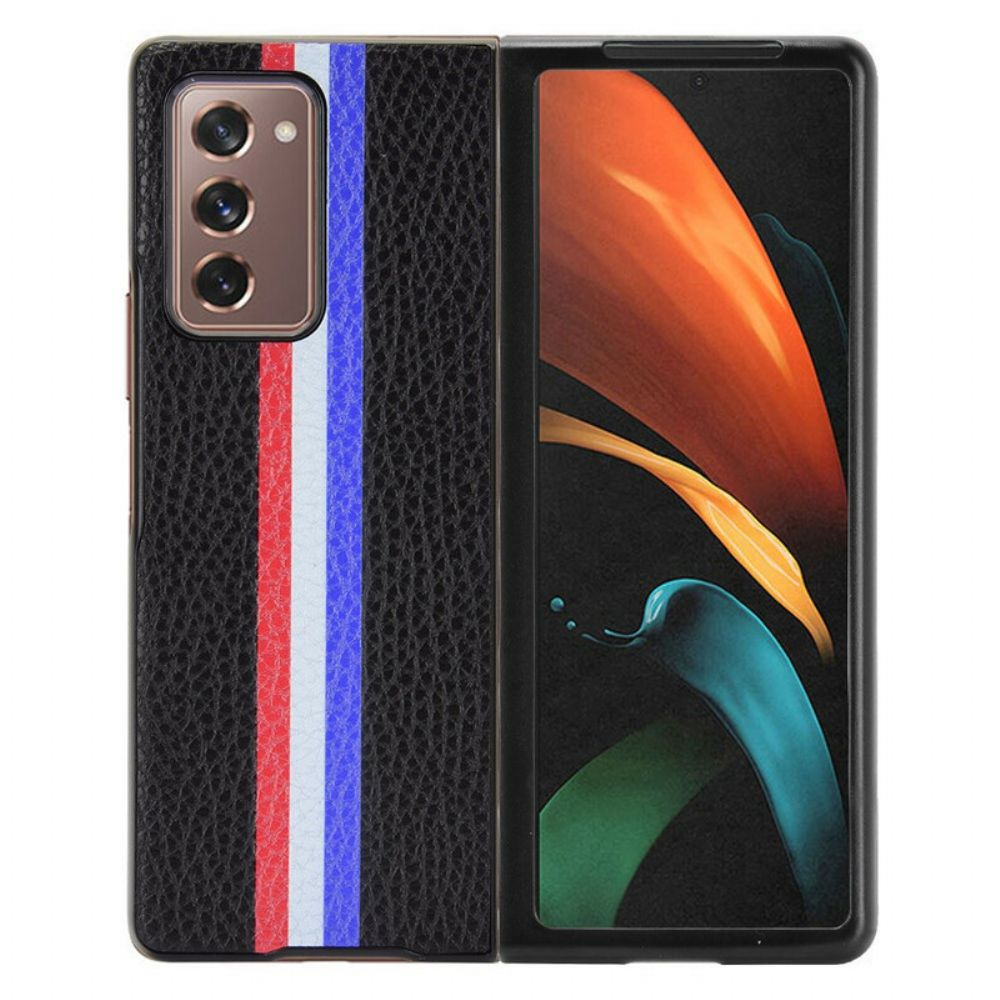 Telefoonhoesje voor Samsung Galaxy Z Fold 2 Driekleurige Litchi Kunstleer