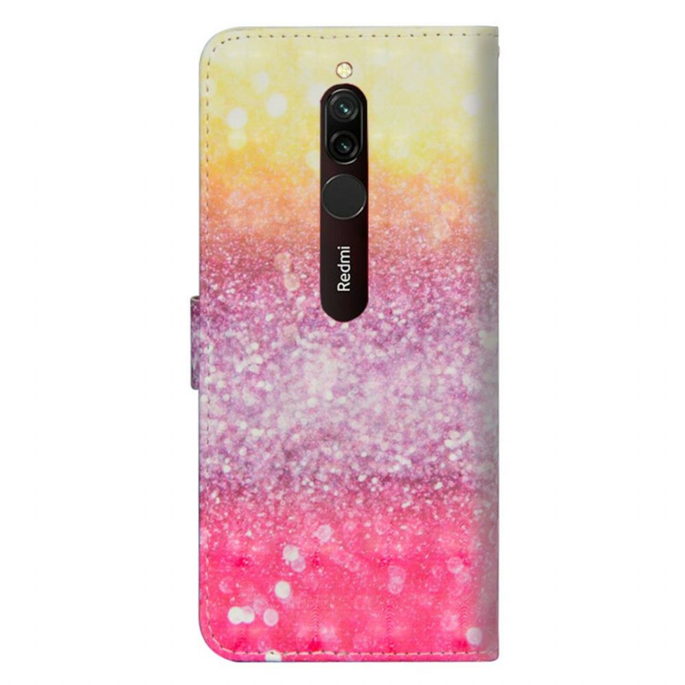 Folio-hoesje voor Xiaomi Redmi 8 Magenta Glitterverloop