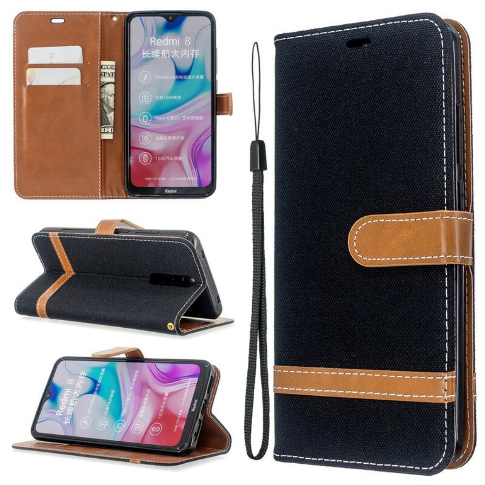 Folio-hoesje voor Xiaomi Redmi 8 Met Ketting Band Met Stof En Leereffect