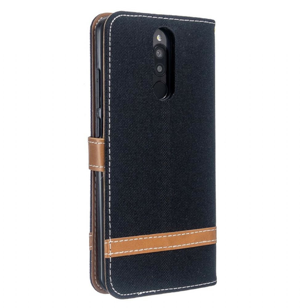 Folio-hoesje voor Xiaomi Redmi 8 Met Ketting Band Met Stof En Leereffect