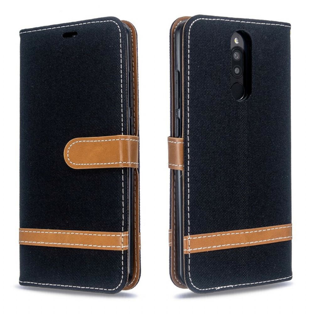 Folio-hoesje voor Xiaomi Redmi 8 Met Ketting Band Met Stof En Leereffect