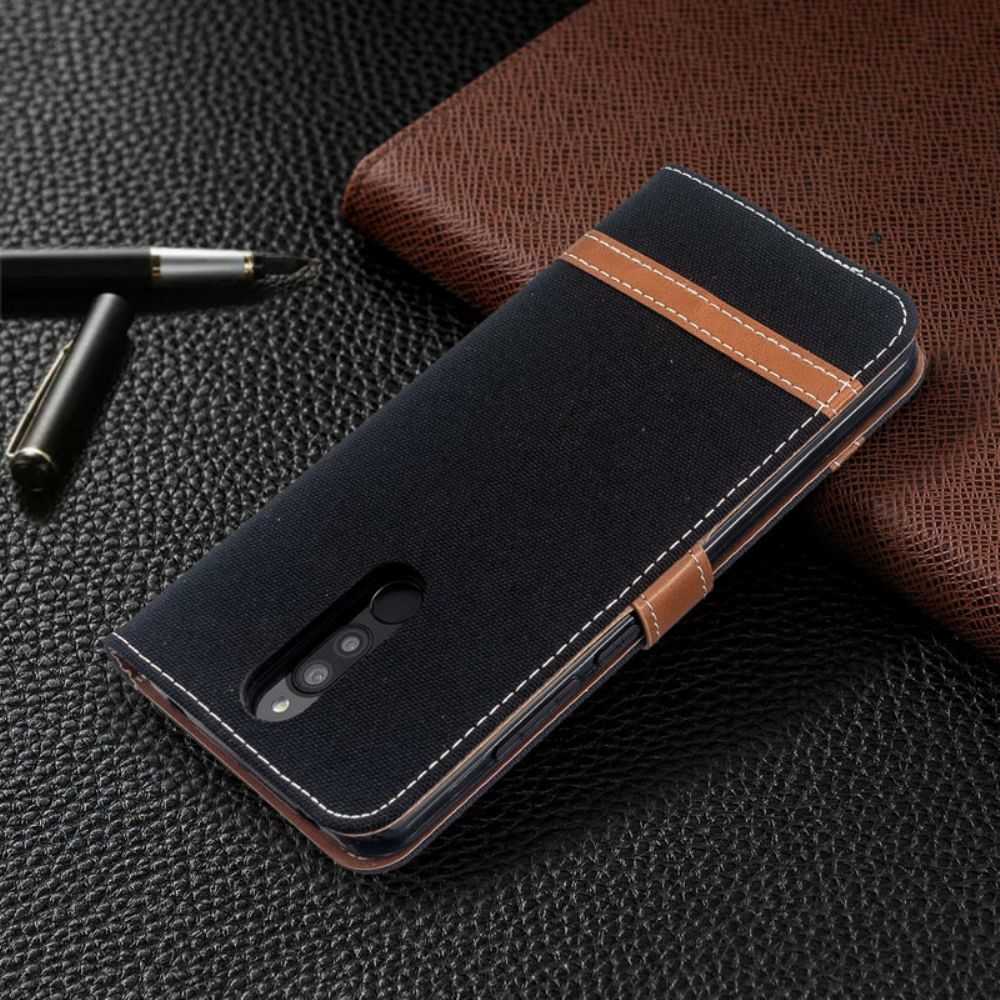 Folio-hoesje voor Xiaomi Redmi 8 Met Ketting Band Met Stof En Leereffect