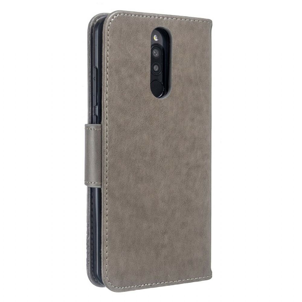 Folio-hoesje voor Xiaomi Redmi 8 Met Ketting Bandje Met Vlinderprint