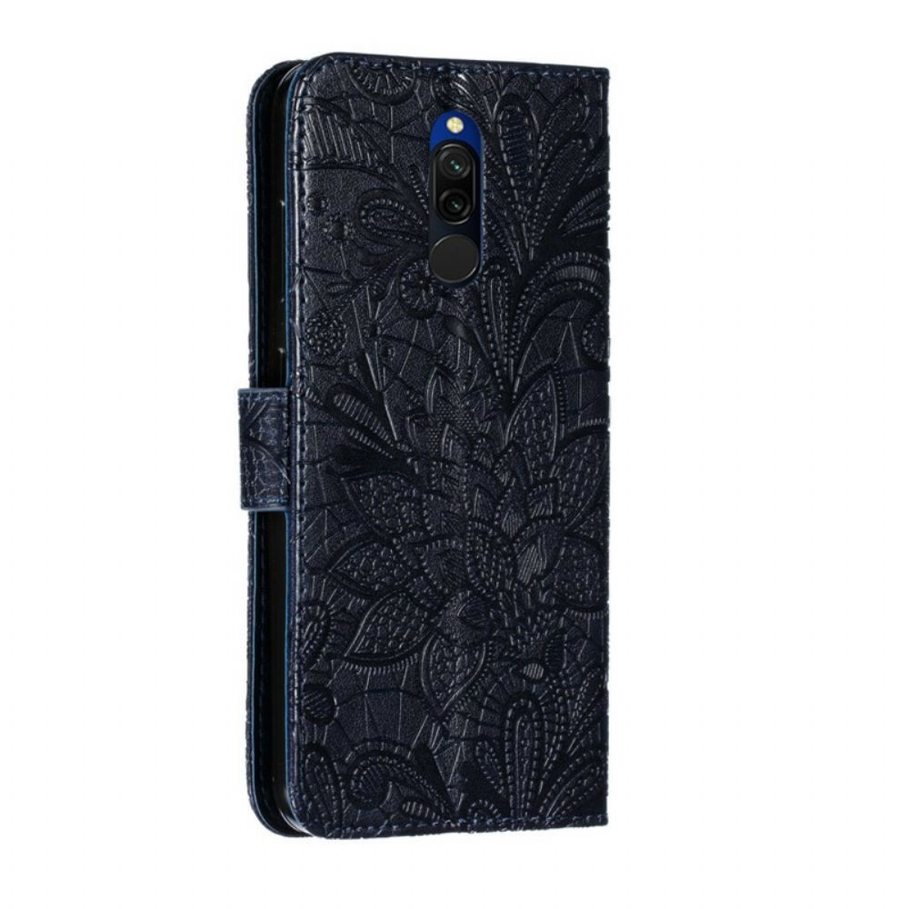 Folio-hoesje voor Xiaomi Redmi 8 Met Ketting Tribal Band Bloemen