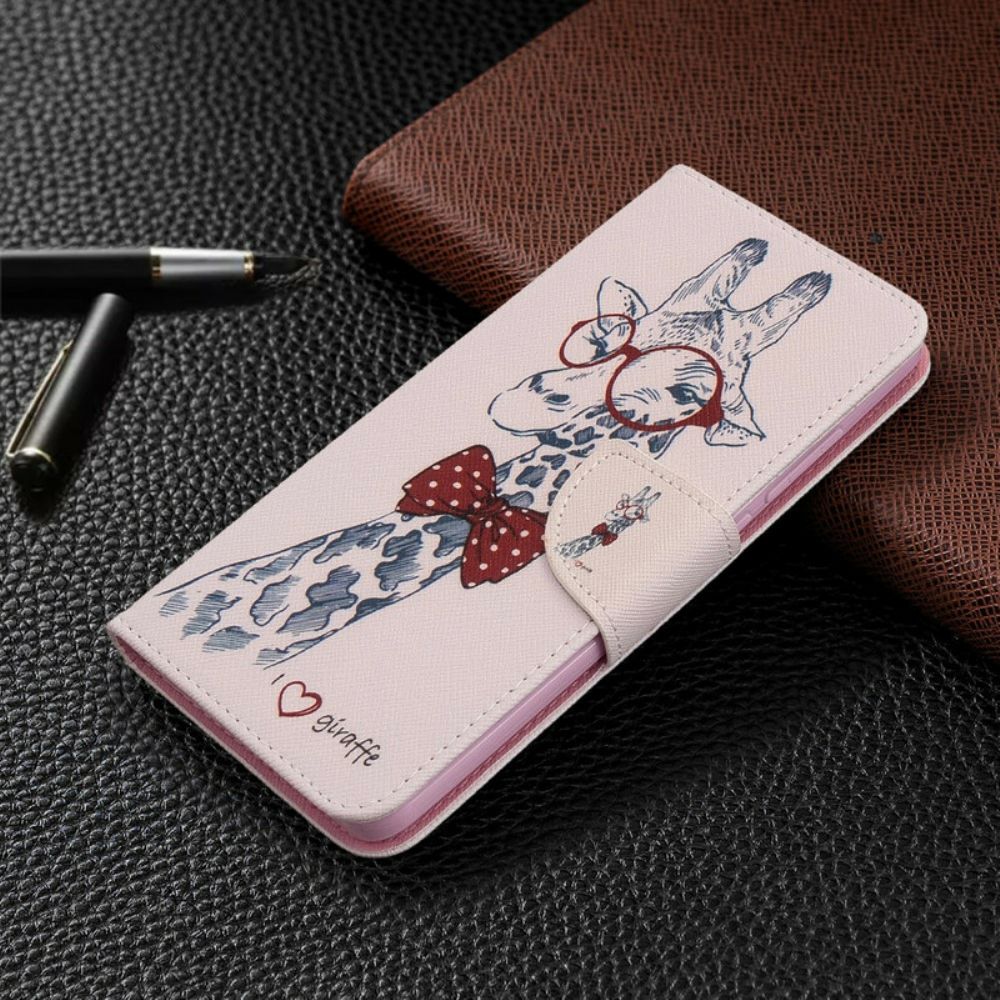 Folio-hoesje voor Xiaomi Redmi 8 Nerdy Giraf