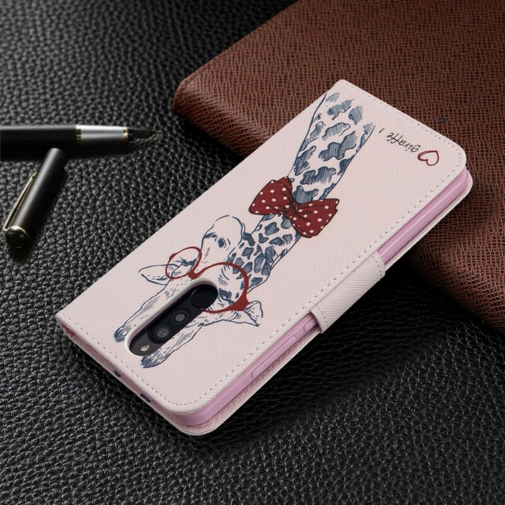 Folio-hoesje voor Xiaomi Redmi 8 Nerdy Giraf