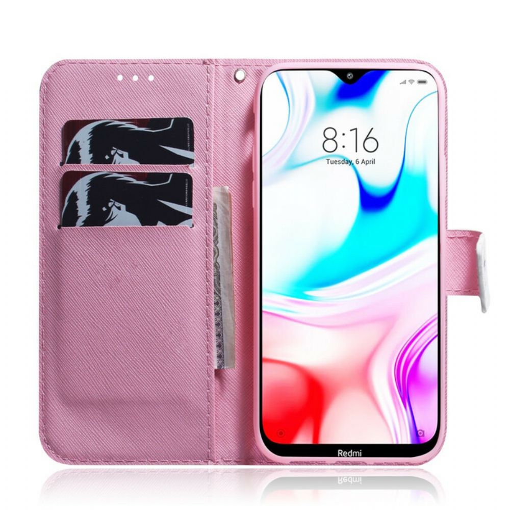 Folio-hoesje voor Xiaomi Redmi 8 Oude Roze Bloem