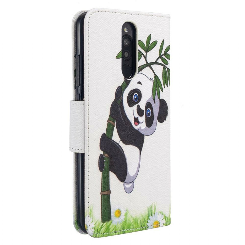 Folio-hoesje voor Xiaomi Redmi 8 Panda Op Bamboe