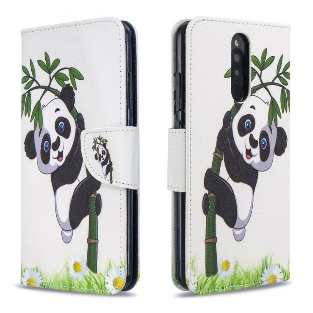 Folio-hoesje voor Xiaomi Redmi 8 Panda Op Bamboe