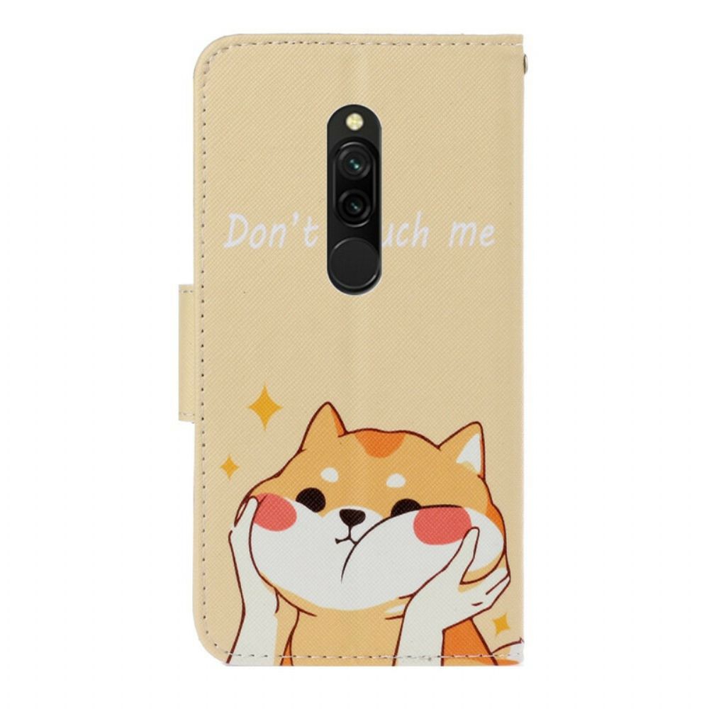 Leren Hoesje voor Xiaomi Redmi 8 Met Ketting Raak Me Niet Aan Kat Met Bandjes