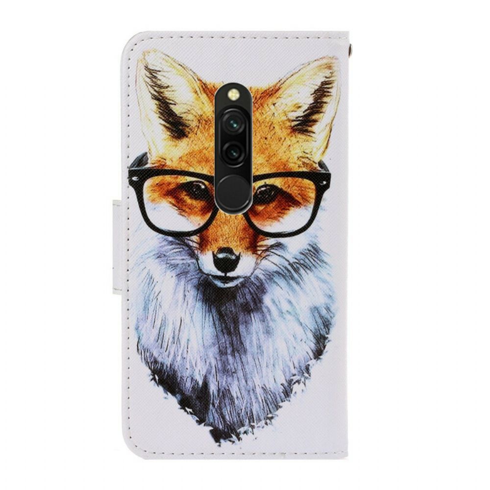 Leren Hoesje voor Xiaomi Redmi 8 Met Ketting Smart Fox Met Riem