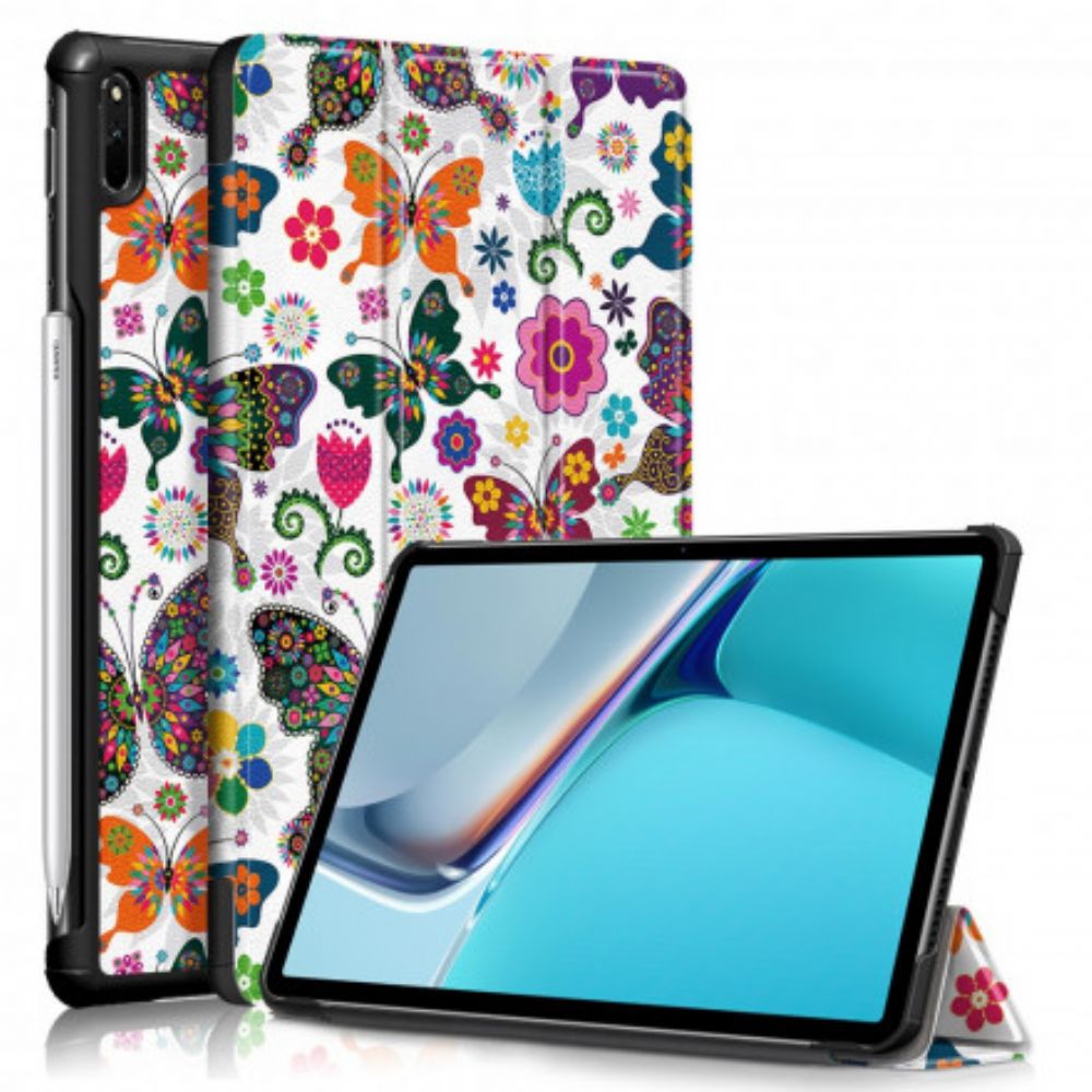 Bescherming Hoesje voor Huawei MatePad 11 Verbeterde Retro Vlinders En Bloemen