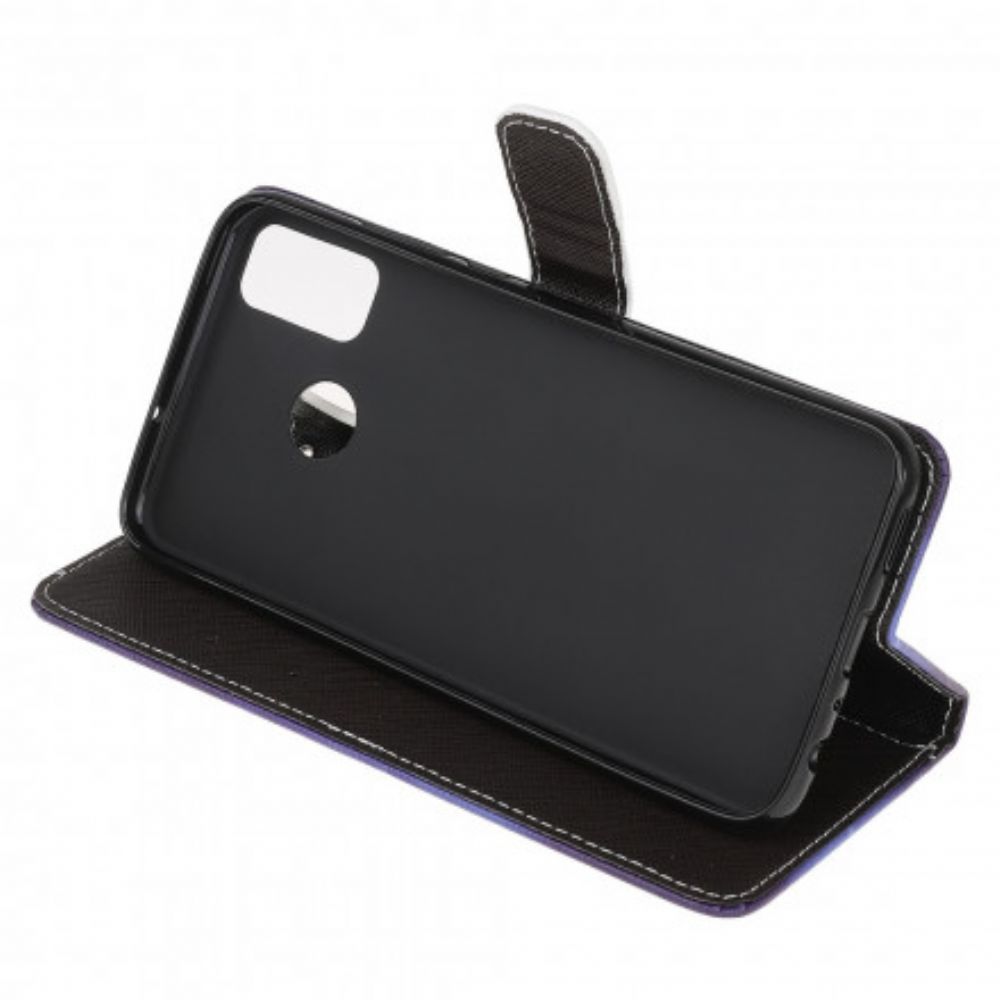 Flip Case voor Moto G50 Met Ketting Thong Black Cat Eyes