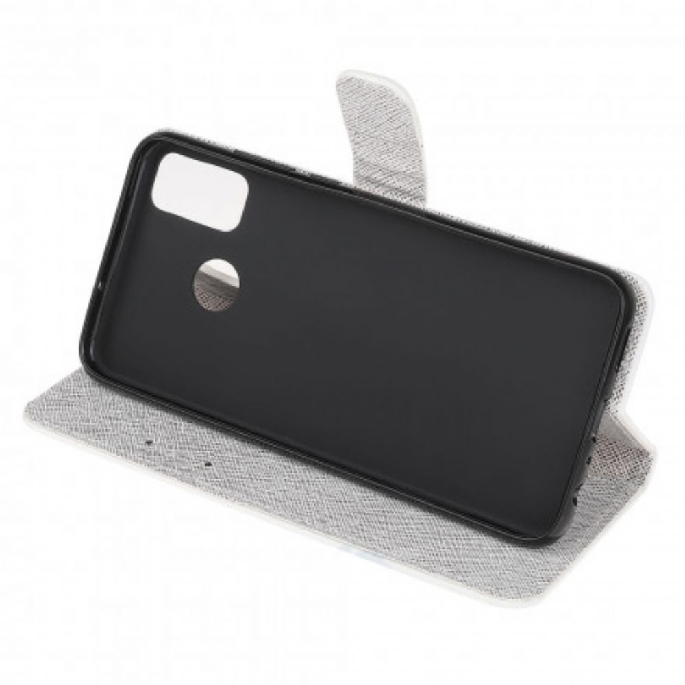 Flip Case voor Moto G50 Met Ketting Vlinders Met Diamanten Band