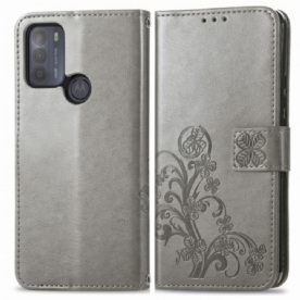 Leren Hoesje voor Moto G50 Aziatische Bloemen