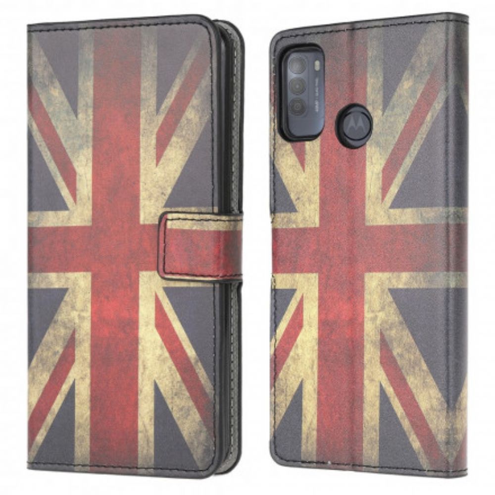 Leren Hoesje voor Moto G50 Engeland Vlag