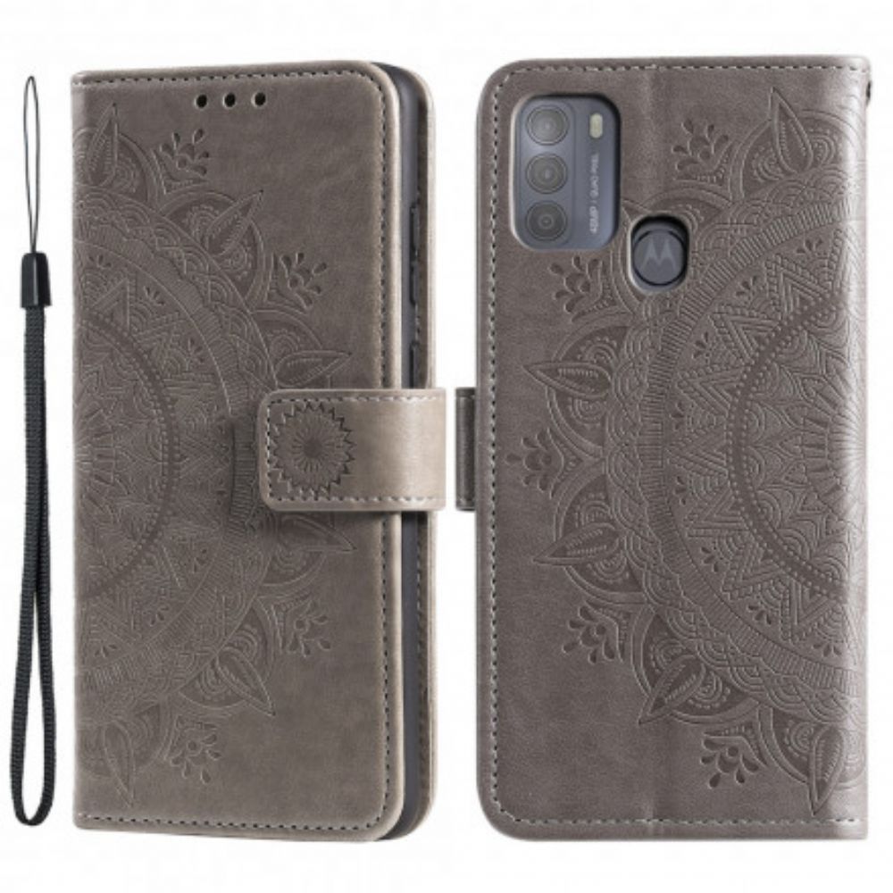 Leren Hoesje voor Moto G50 Zon Mandala