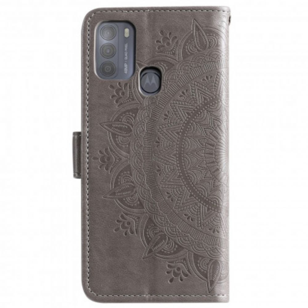 Leren Hoesje voor Moto G50 Zon Mandala