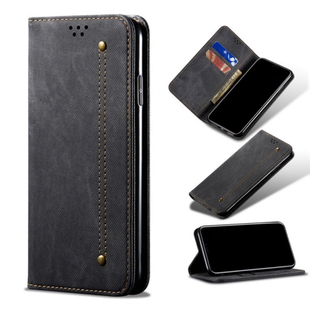 Bescherming Hoesje voor Samsung Galaxy M52 5G Folio-hoesje Denim Stof