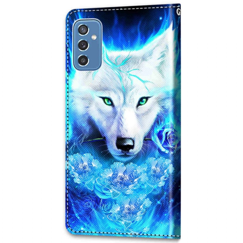 Flip Case voor Samsung Galaxy M52 5G Fluorescerende Wolf