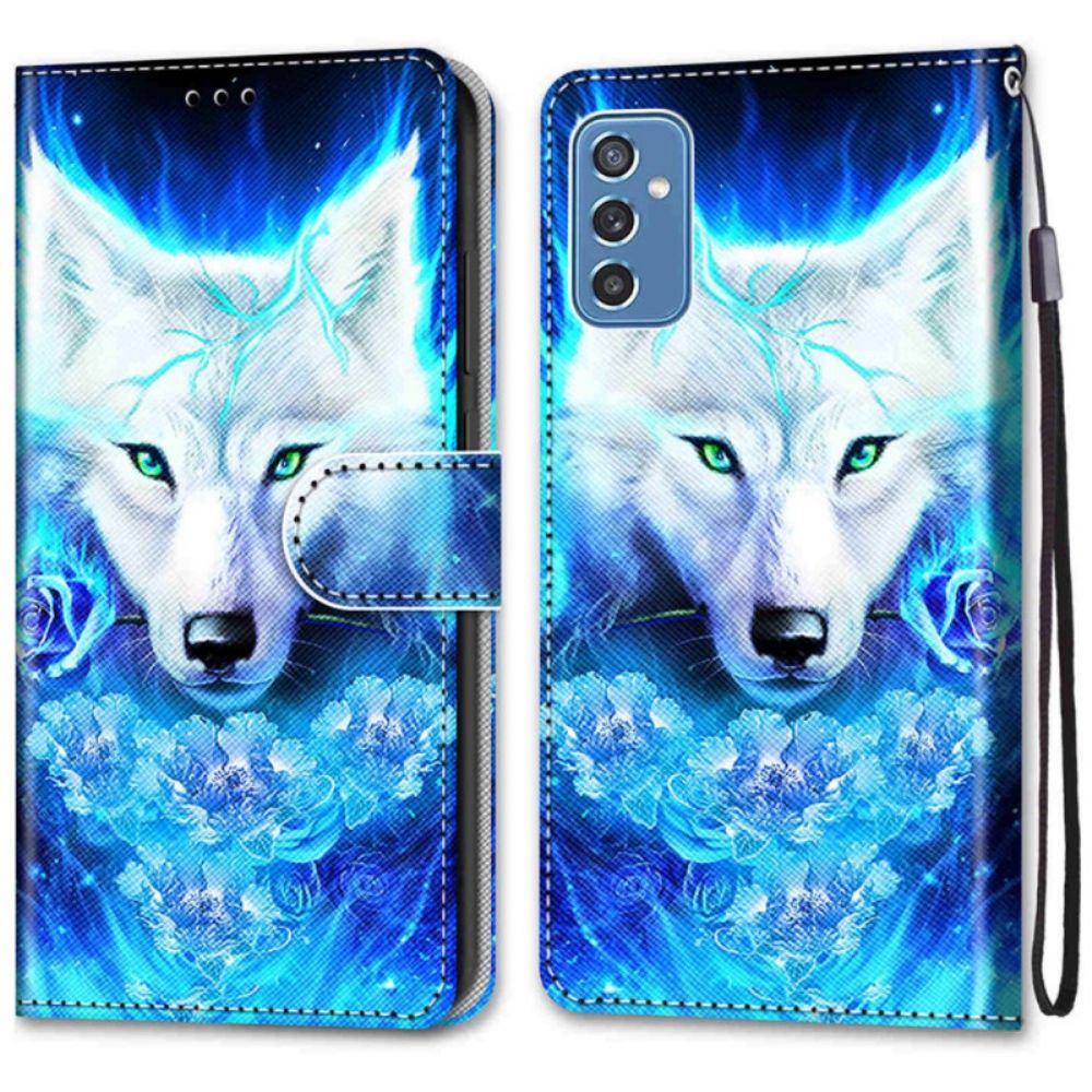 Flip Case voor Samsung Galaxy M52 5G Fluorescerende Wolf