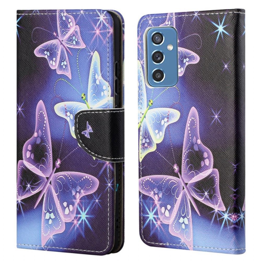 Flip Case voor Samsung Galaxy M52 5G Moderne Vlinder