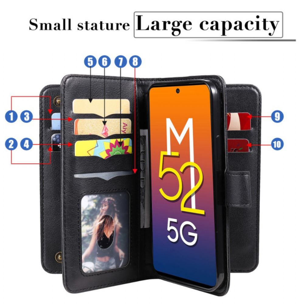 Flip Case voor Samsung Galaxy M52 5G Portemonnee Leren Leer En Portemonnee