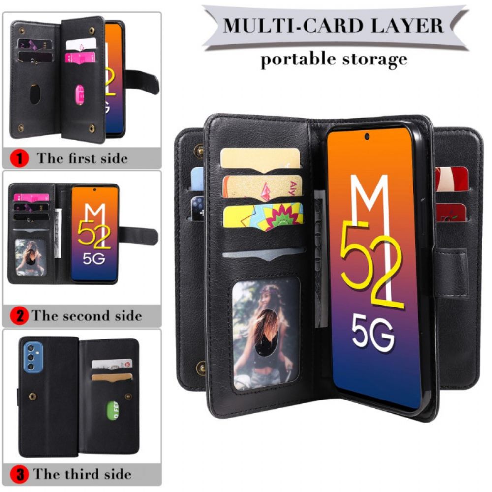 Flip Case voor Samsung Galaxy M52 5G Portemonnee Leren Leer En Portemonnee