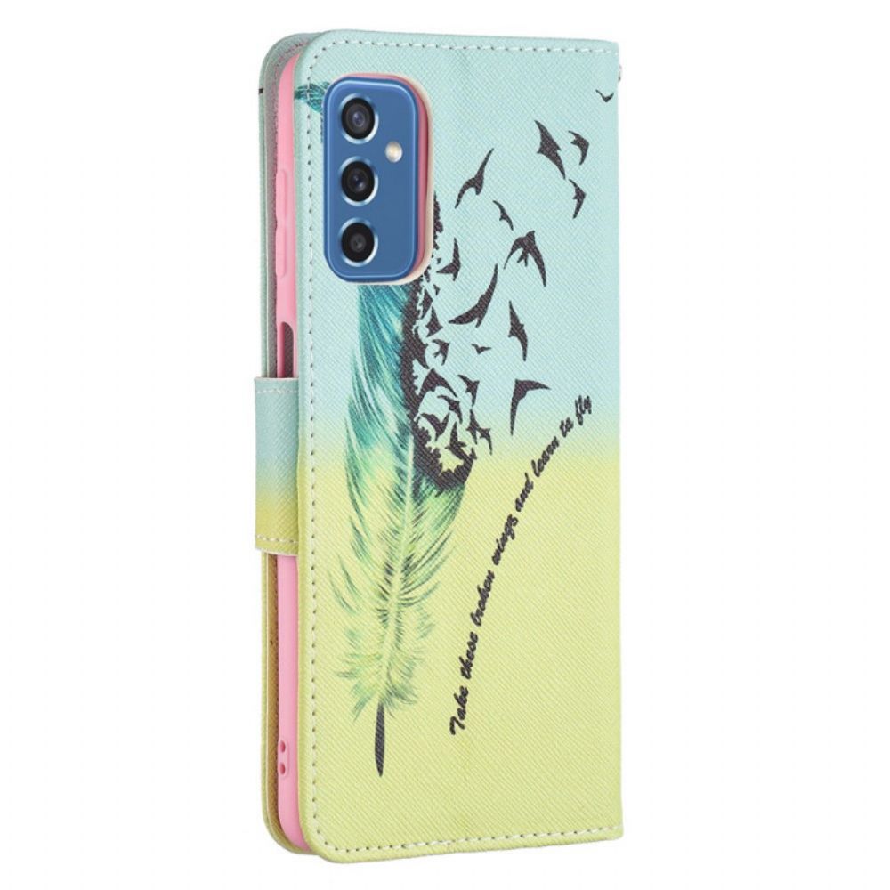 Flip Case voor Samsung Galaxy M52 5G Veren