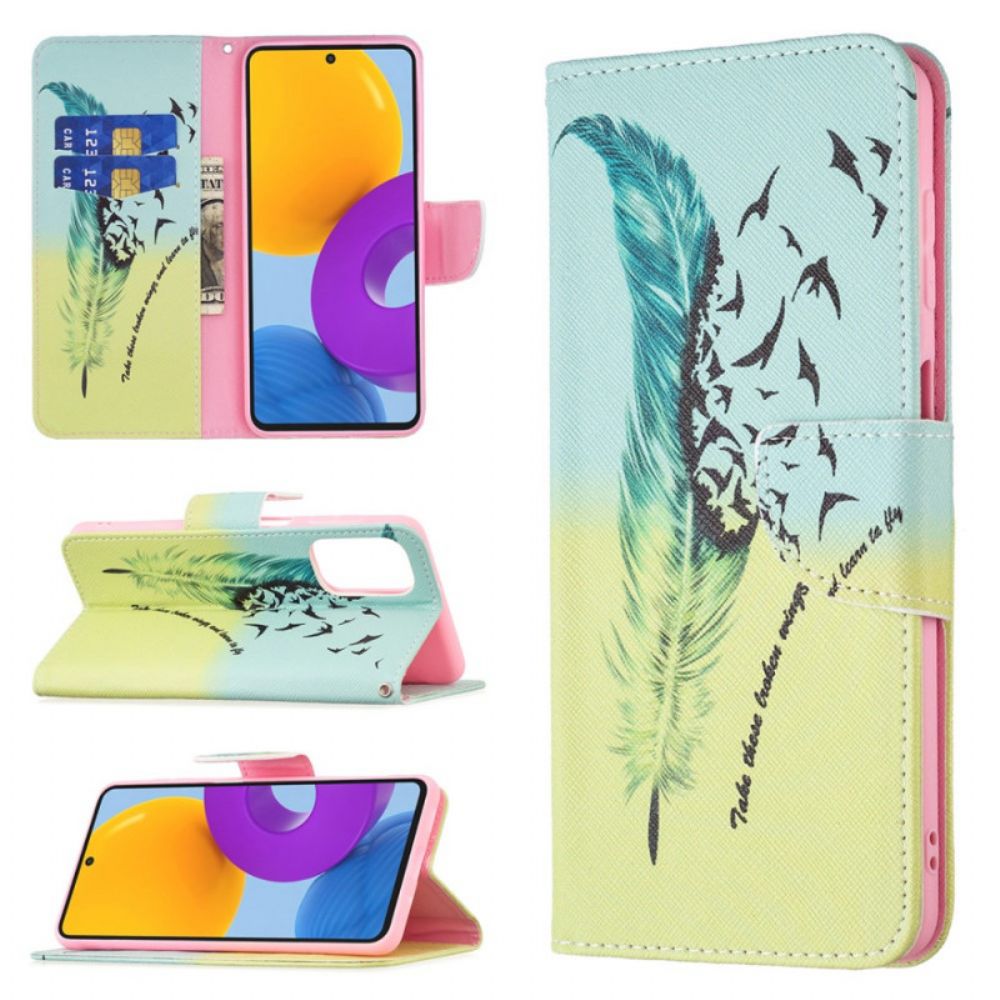 Flip Case voor Samsung Galaxy M52 5G Veren