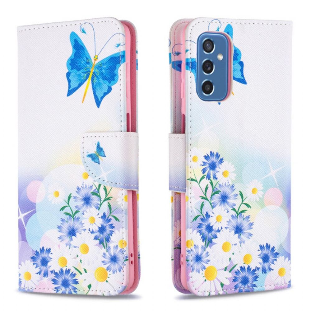 Flip Case voor Samsung Galaxy M52 5G Vlinder En Bloemen