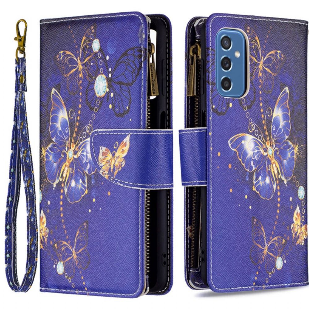 Flip Case voor Samsung Galaxy M52 5G Vuurwerk Vlinders