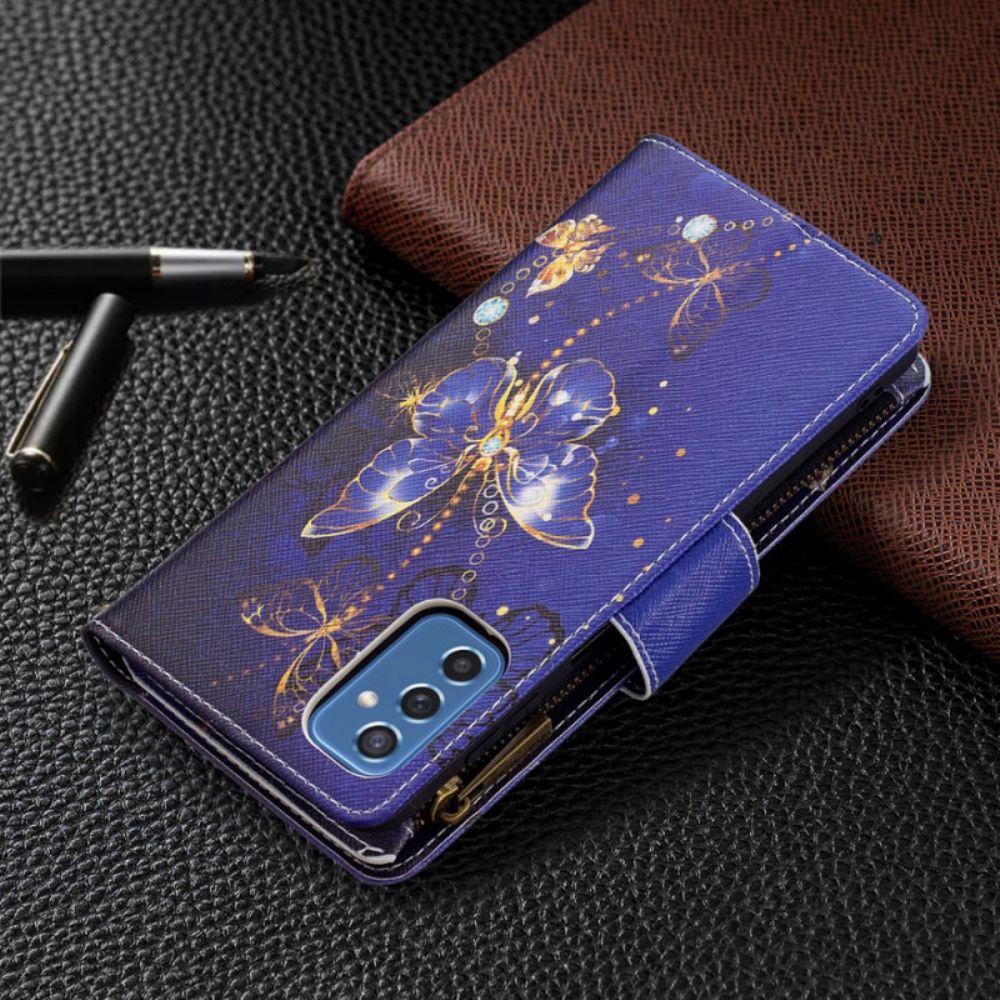 Flip Case voor Samsung Galaxy M52 5G Vuurwerk Vlinders